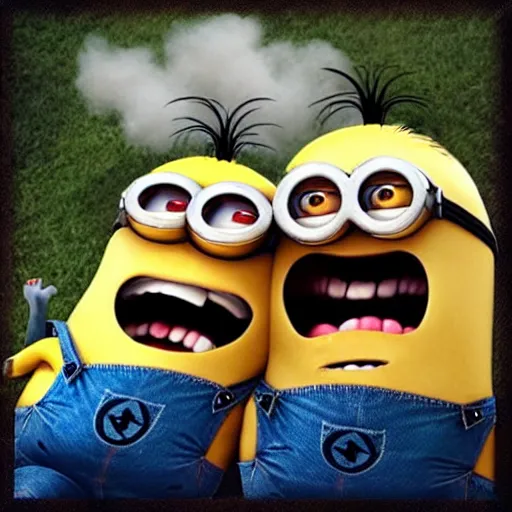 Prompt: “minions laughing after burning down the Notre dame”