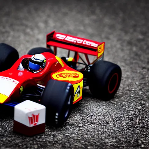 Image similar to photograph, hot wheels, formula 1, ferrari, monza, macro, bokeh