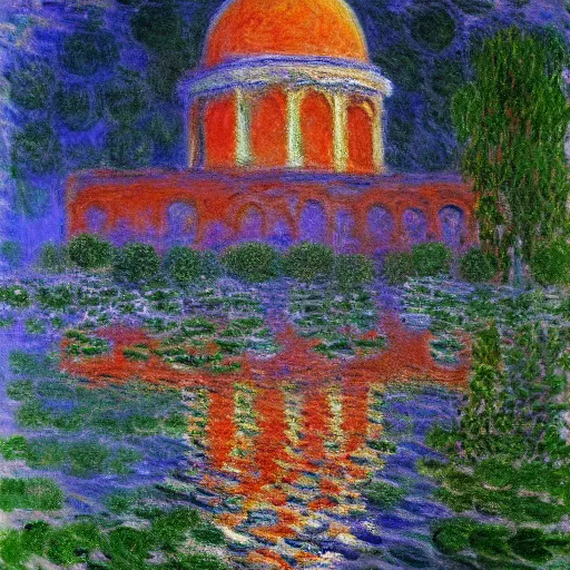 Image similar to The Temple of all Religions painting by Claude Monet