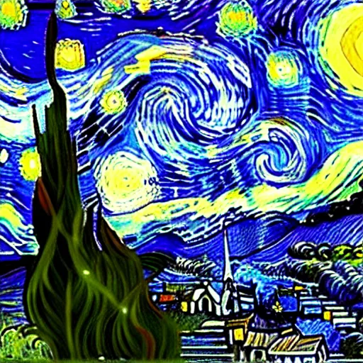 Prompt: starry night by van gogh in a bottle, by van gogh