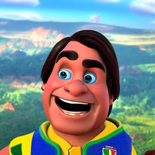 Prompt: Jair Bolsonaro from Disney Pixar's Up, 3d rendered