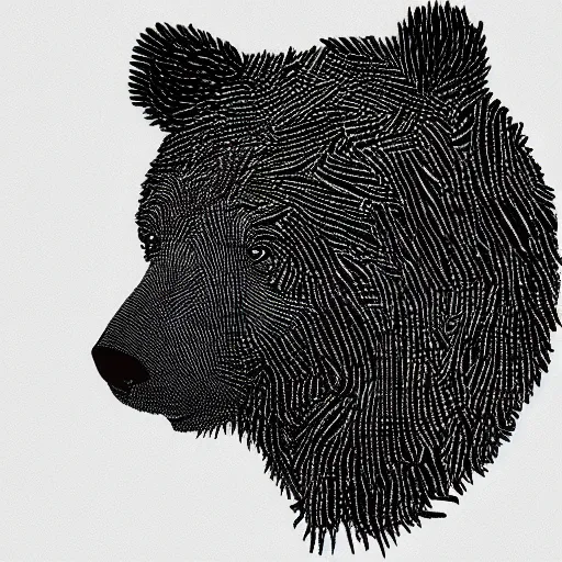 Prompt: Radiohead logo, a black and white image of a bear's head, an album cover by Yasutomo Oka, sots art, official art