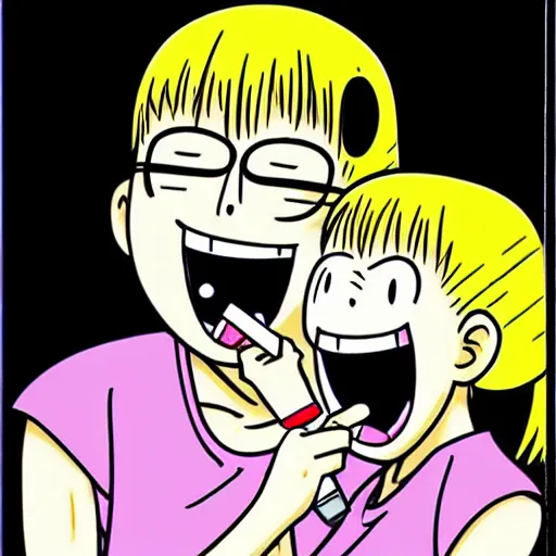 Image similar to a person with a toothbrush in their mouth, a comic book panel by Eiichiro Oda, trending on pixiv, les nabis, booru, anime, official art