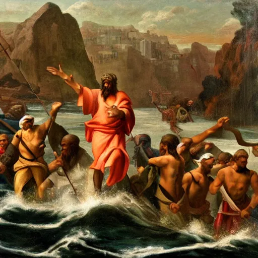 Image similar to Moses and the Israelites crossing the Sea