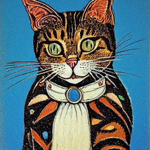 Image similar to portrait of a cat, by louis wain