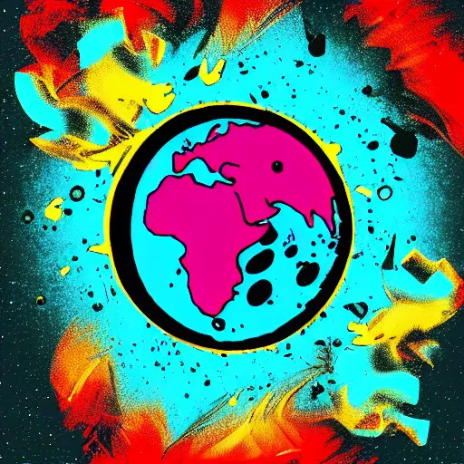 Image similar to 2 planet collapse particle fusion element macro cosmic art by butcher billy, sticker, colorful, illustration, highly detailed, simple, smooth and clean vector curves, no jagged lines, vector art, smooth andy warhol style