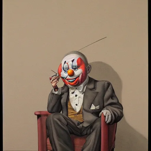 a hyperrealistic painting of a depressed clown sitting | Stable ...