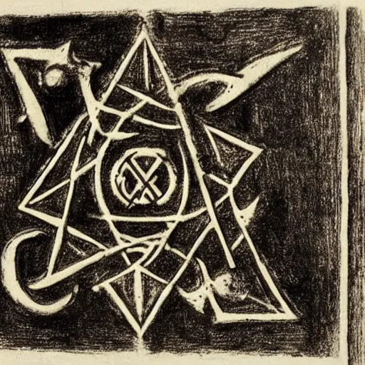 Image similar to magic protection iconography old occult runes intaglio etching engraving alchemy ink witchcraft