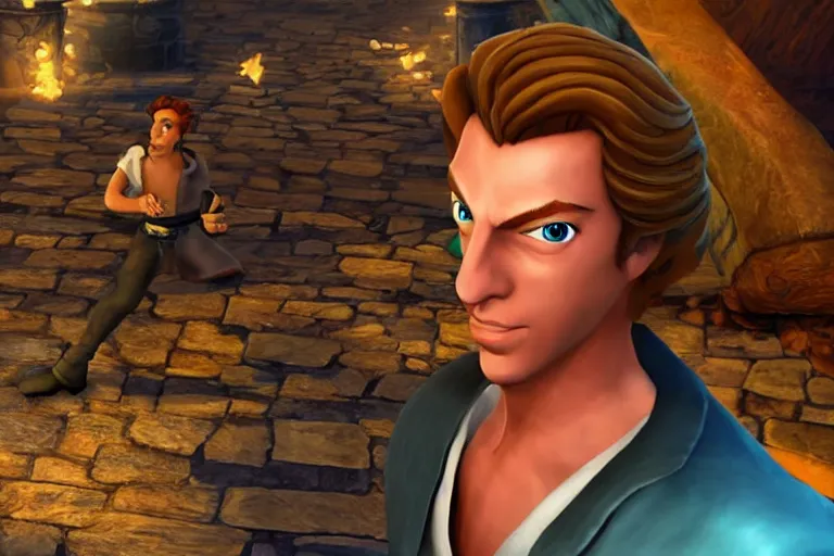 Prompt: screenshot of guybrush threepwood in super smash bros, high resolution, hd, 4k