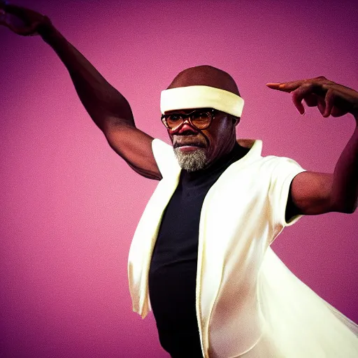 Image similar to Samuel L. Jackson as a ballerina, dancing gracefully, 4k, high details, studio lighting