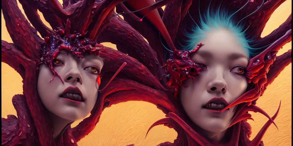 Image similar to an evangelion monster by karol bak, james jean, tom bagshaw, rococo, sharp focus, trending on artstation, cinematic lighting, hyper realism, octane render, 8 k, hyper detailed, vivid, ultra detailed, highly detailed