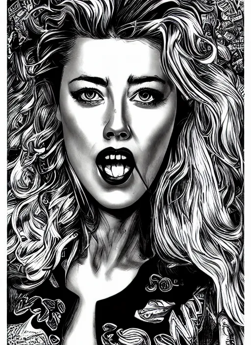 Image similar to amber heard as a Robert Crumb cartoon, detailed digital art, trending on Artstation