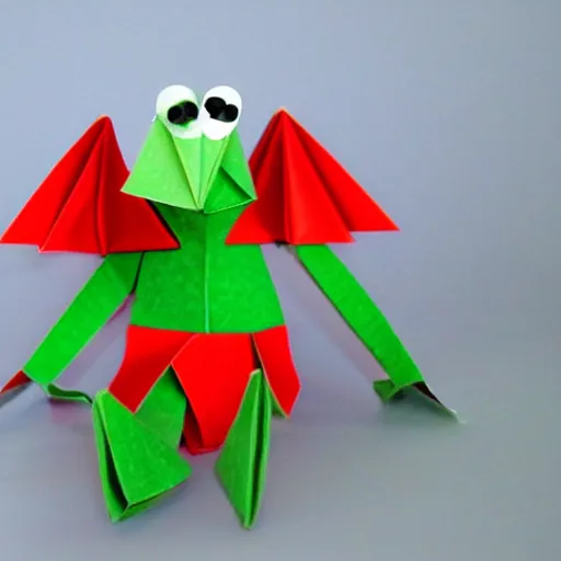 Image similar to kermit the frog as origami