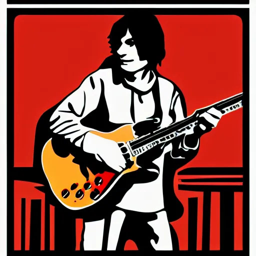 Image similar to syd barret playing guitar and singing, sticker - art, svg vector, adobe - illustrator