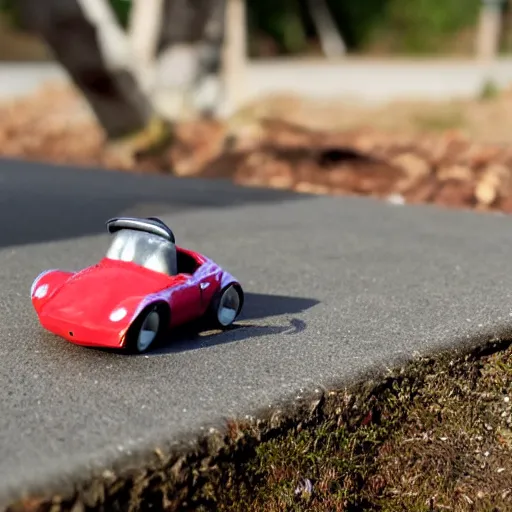 Image similar to photo of a small mouse driving a remote controlled convertible car,realistic,detailed,award winning photograph