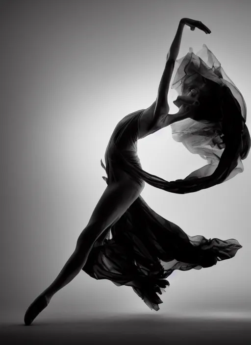 Image similar to a Photorealistic dramatic hyperrealistic render of a glamorous beautiful Female smoke dancer with perfect human form by Ken Brower and Deborah Ory of NYC Dance project,Lois Greenfield,Flowing cloth and smoke,Beautiful dynamic dramatic dark moody lighting,volumetric,shadows,cinematic atmosphere,Octane render,8K