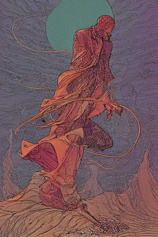 Prompt: tinnitus, by moebius