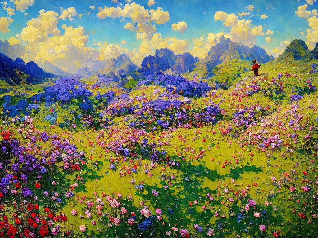 Prompt: majestic fantasy nature scenery, breathtaking oil painting by denis sarazhin, erin hanson, alexi zaitsev, karl spitzweg, award winning, impressionistic