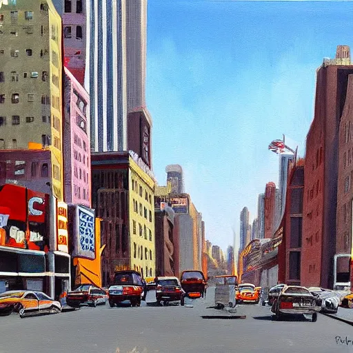 Prompt: painting of new york city streets, painting by richard estes