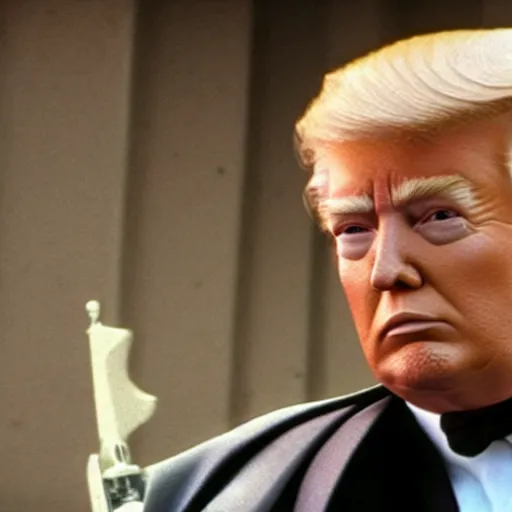 Prompt: A film still of Donald Trump a as Jedi king wearing his outfit realistic,detailed