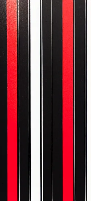 Prompt: canvas coated with red paint, black stripes