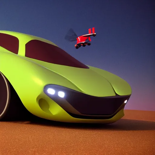 Prompt: futuristic sports flying car, hyperrealistic, cinema 4 d, cinematic