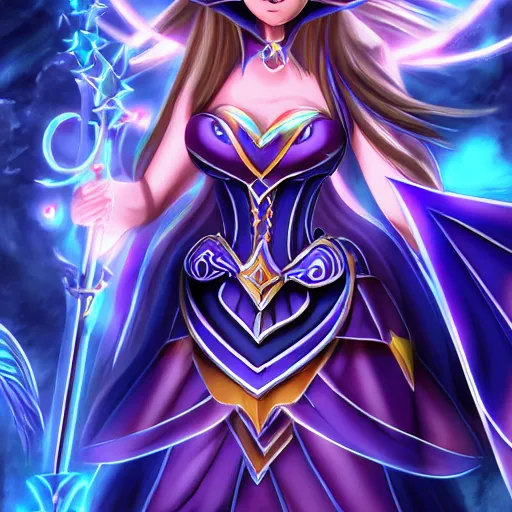 Image similar to beautiful dark magician girl, full body, mystical, ultra detailed, 4k