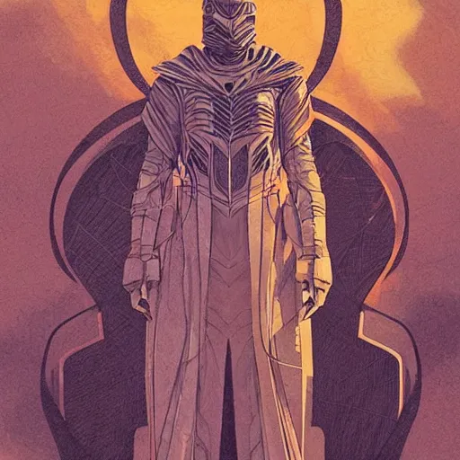 Image similar to dune themed majestic paul atreides prophet sketch by sachin teng, moebius, artgerm, alphonse mucha, masterpiece, organic painting, matte painting, futuristic geometrical drawing shapes, desert ambience, hard edges, graffiti, street art by sachin teng