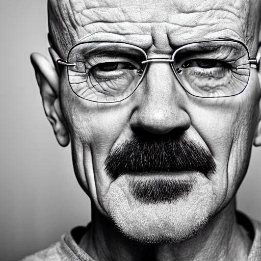 Image similar to Walter White dancing with a creepy grin, award-winning photography 4k