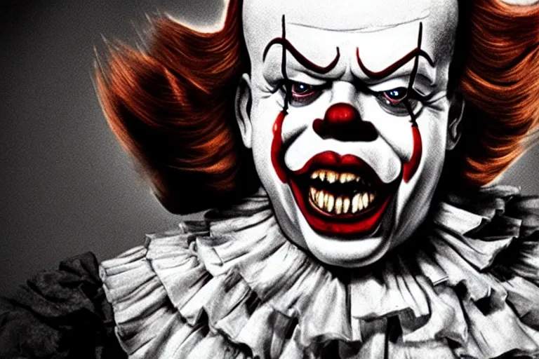 Image similar to jack nicholson as pennywise, cinematic lighting