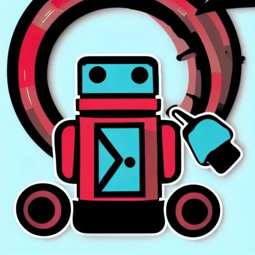 Image similar to whimsical gender - neutral robot flat illustration sag clipart sticker, concept graphic design for robotic toy vector illustrator, surface design motif, black and red and teal blue on white matte paper background 4 k,