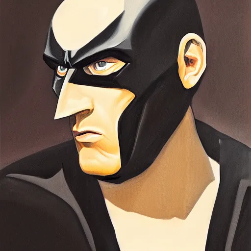 Image similar to A portrait painting of the muscular batman