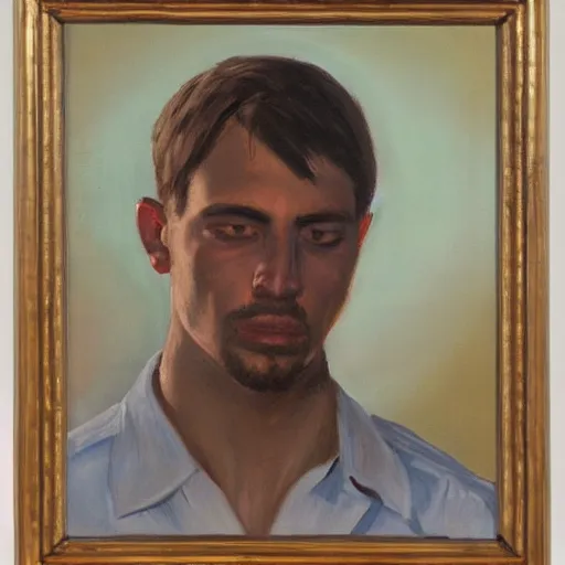 Prompt: a portrait of a man, oil painting by pavel sokov