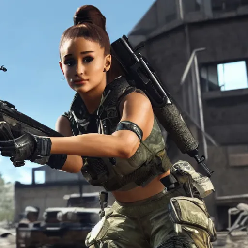 Image similar to Ariana Grande in Call of Duty, 4k