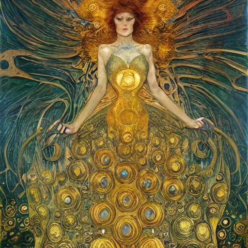 Image similar to Divine Chaos Engine by Karol Bak, Vincent Van Gogh, and Gustav Klimt