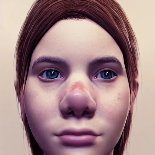 Prompt: a portrait of a young woman with the nose of a pig by Eve Ryder, cgsociety, photorealism, unreal engine 5, unreal engine, prerendered graphics
