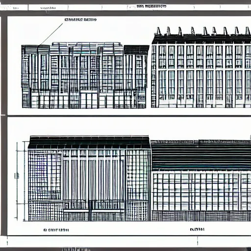 Prompt: Orthographic projection of buildings