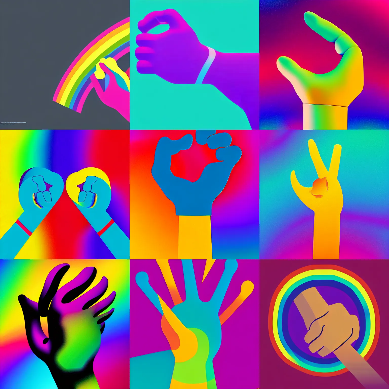 Prompt: vector art | closed fist | galactic rainbow, outlines, textures, contrast | friendly fun soft simple polished coherent simple modern | hi - fructose, divine proportion, smooth, octane render, sharp focus, artstation, graphic design | meta design, wolff olins, |