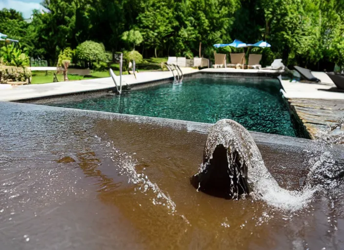 Prompt: pool filled with viscous brown slime, splash, dslr