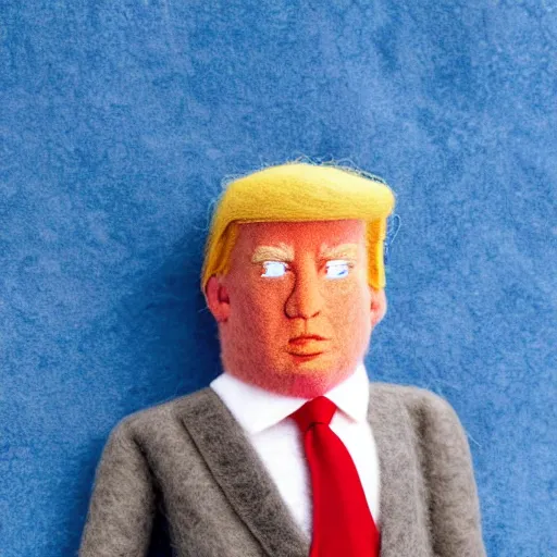 Prompt: Donald Trump puppet photograph felt high quality