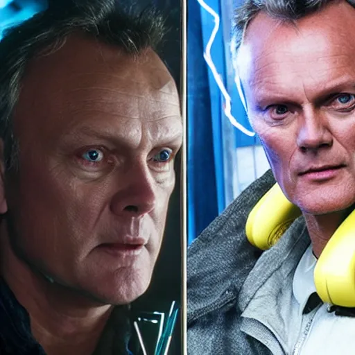 Image similar to Anthony Head as Cyberpunk Uther