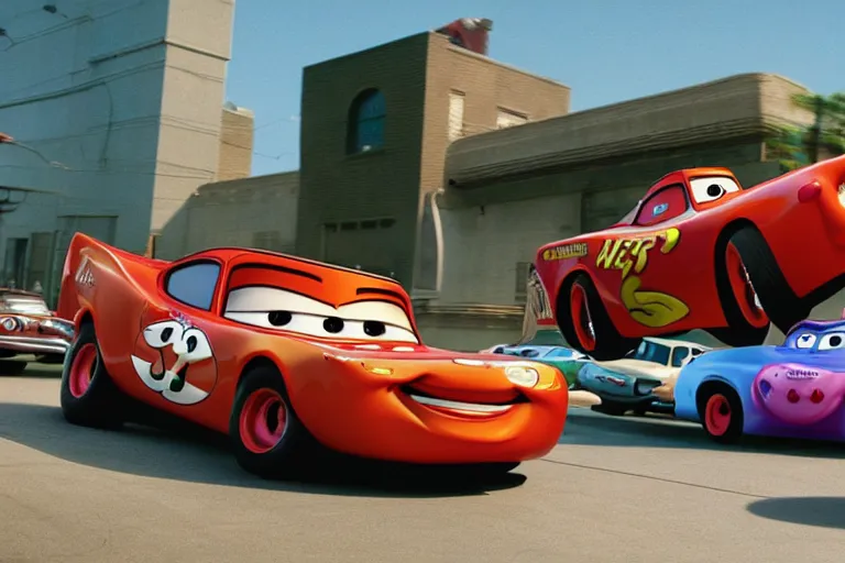 Image similar to car jesus christ chrysler as a car from cars 2, as a car from the movie pixar's cars 3, cinestill,