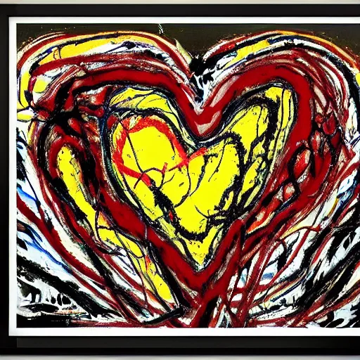 Prompt: Jackson Pollock painting of an anatomically correct heart