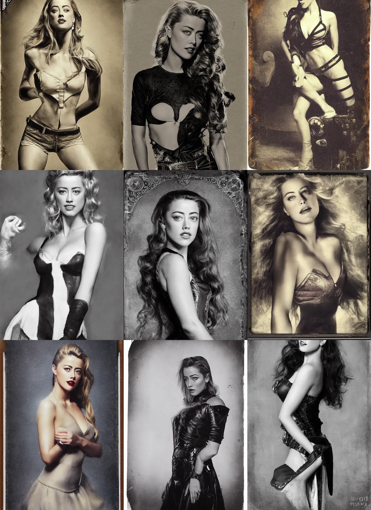 Prompt: tintype photo of amberheard pose by by greg land