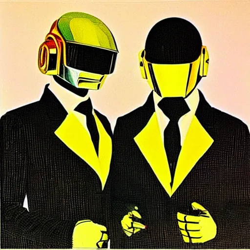 Image similar to “Daft Punk beautiful portrait in bright modern colors by Van Gogh”