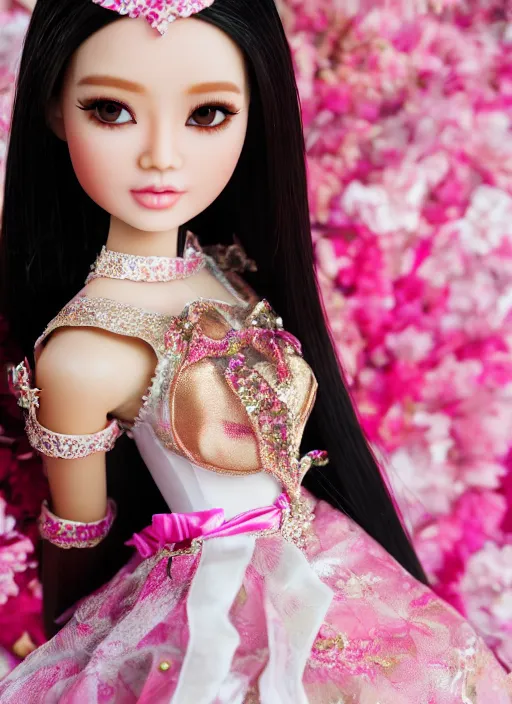 Prompt: photography of Asian Barbie doll, promotional material, award winning photography, 4K HD