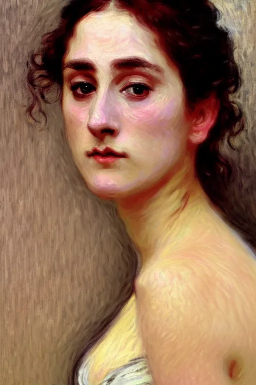 Image similar to victorian lady, painting by monet, bouguereau, detailed art, artstation