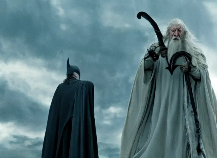 Prompt: gandalf attacks the white house, film still in the new batman movie, 4 k