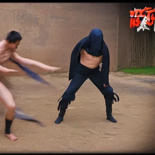 Prompt: photo of ninja fight in slow motion