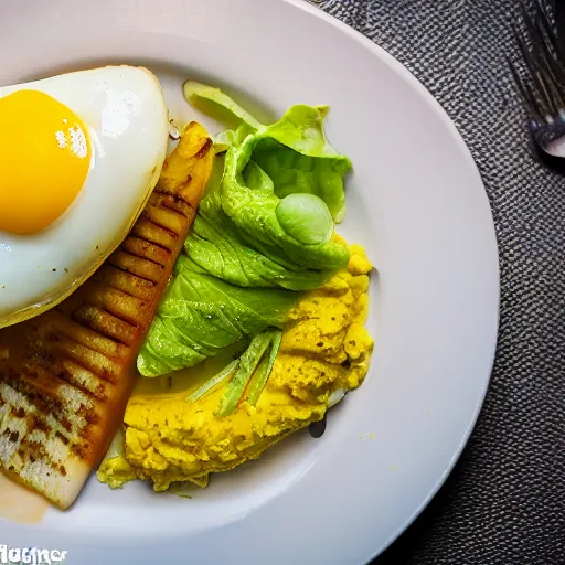 Prompt: aji de gallina, garnished with half eggs, served over boiled sliced potatoes on top of a bed of lettuce, michelin star restaurant, award winning photo, food photography, 4 k